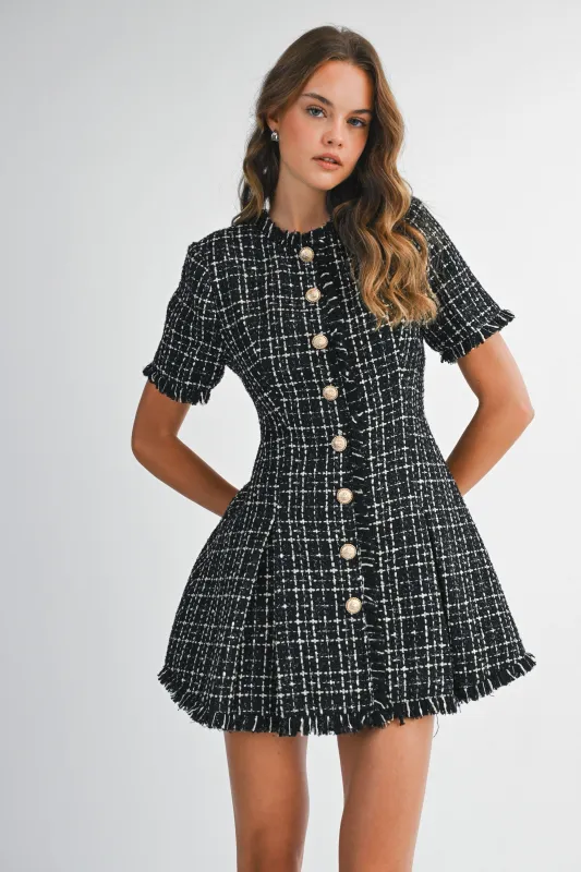 Timeless Tweed Fit And Flare Mini Dress sold by Evercado