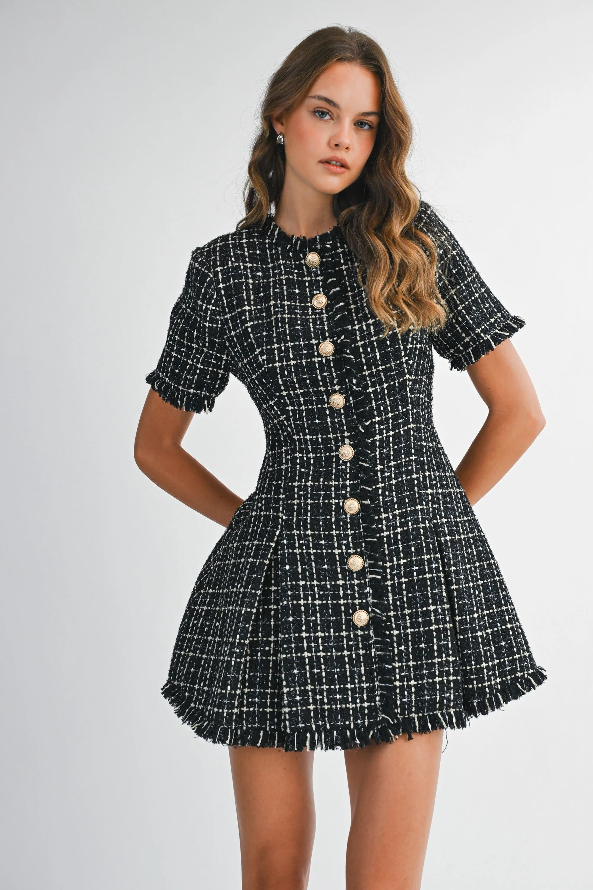 Timeless Tweed Fit And Flare Mini Dress sold by Evercado