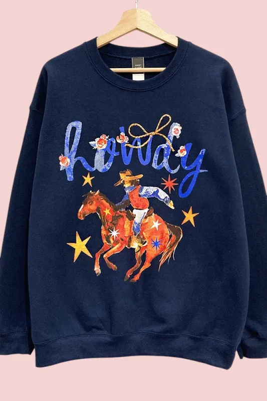 Howdy Cowboy Graphic Oversized Sweatshirt sold by Evercado