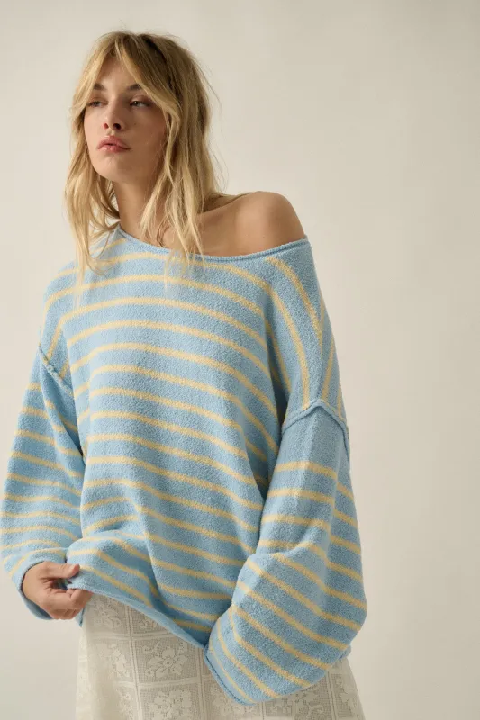 Relaxed Striped Knit Sweater – Lightweight Oversized Pullover made by Evercado