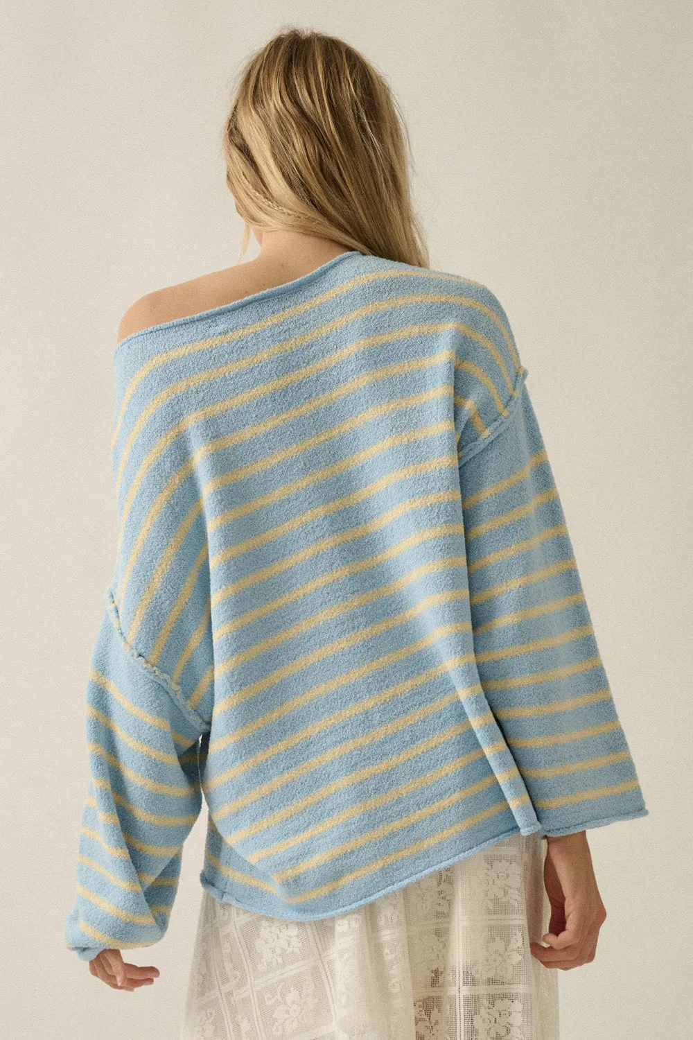 Relaxed Striped Knit Sweater – Lightweight Oversized Pullover sold by Evercado product image thumbnail 3