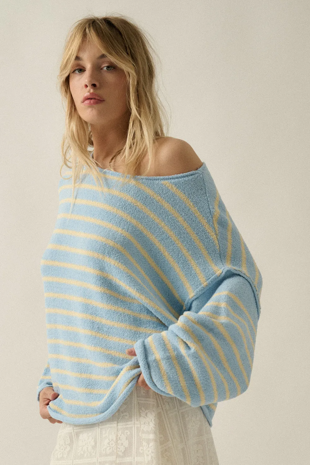 Relaxed Striped Knit Sweater – Lightweight Oversized Pullover sold by Evercado product image thumbnail 4