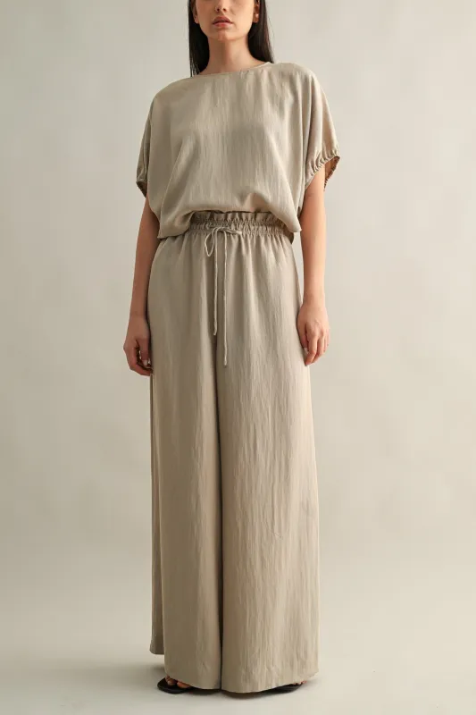Relaxed Neutral Top and Wide Pants Set sold by Evercado