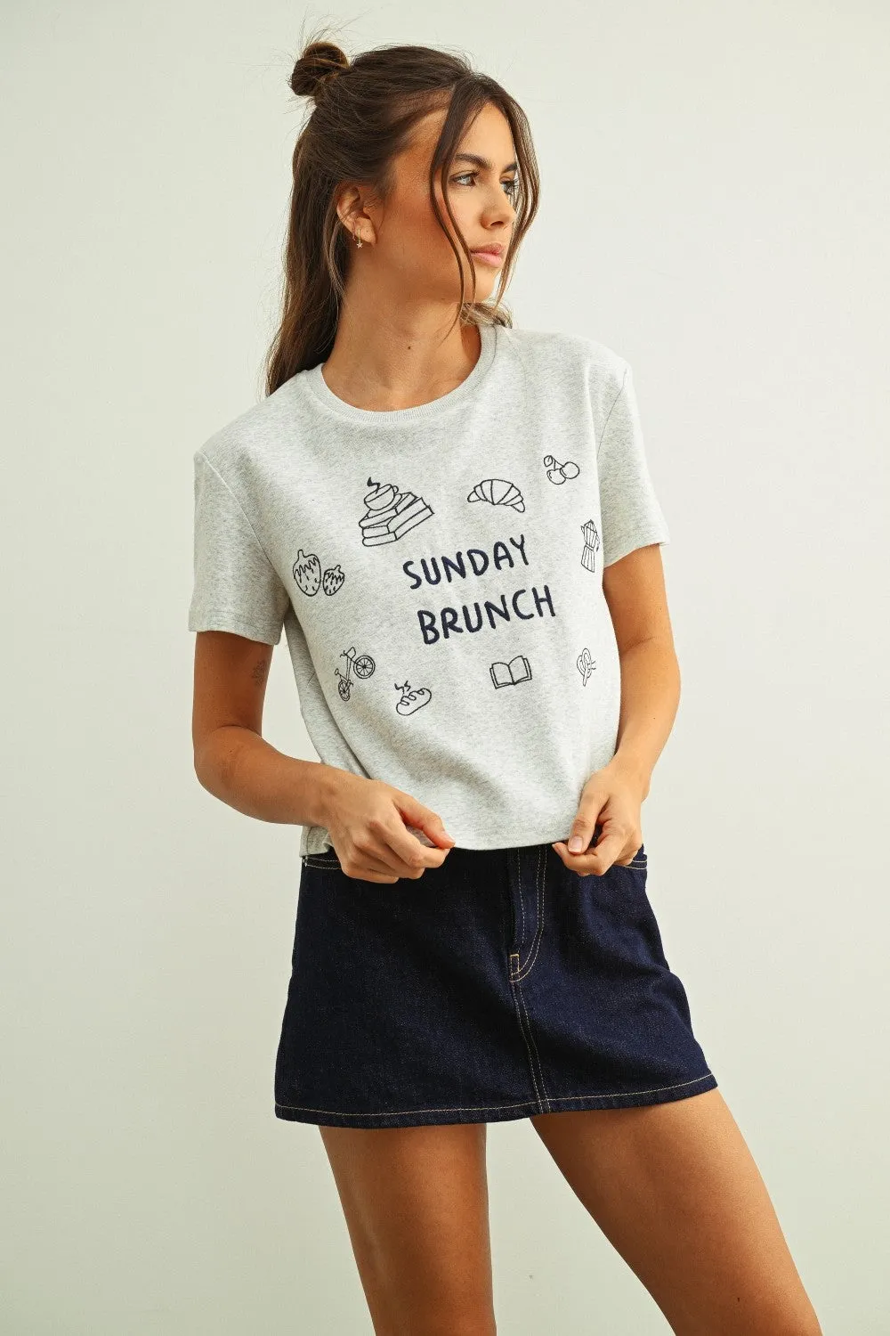 Sunday Brunch Embroidered Graphic Tee sold by Evercado product image thumbnail 5