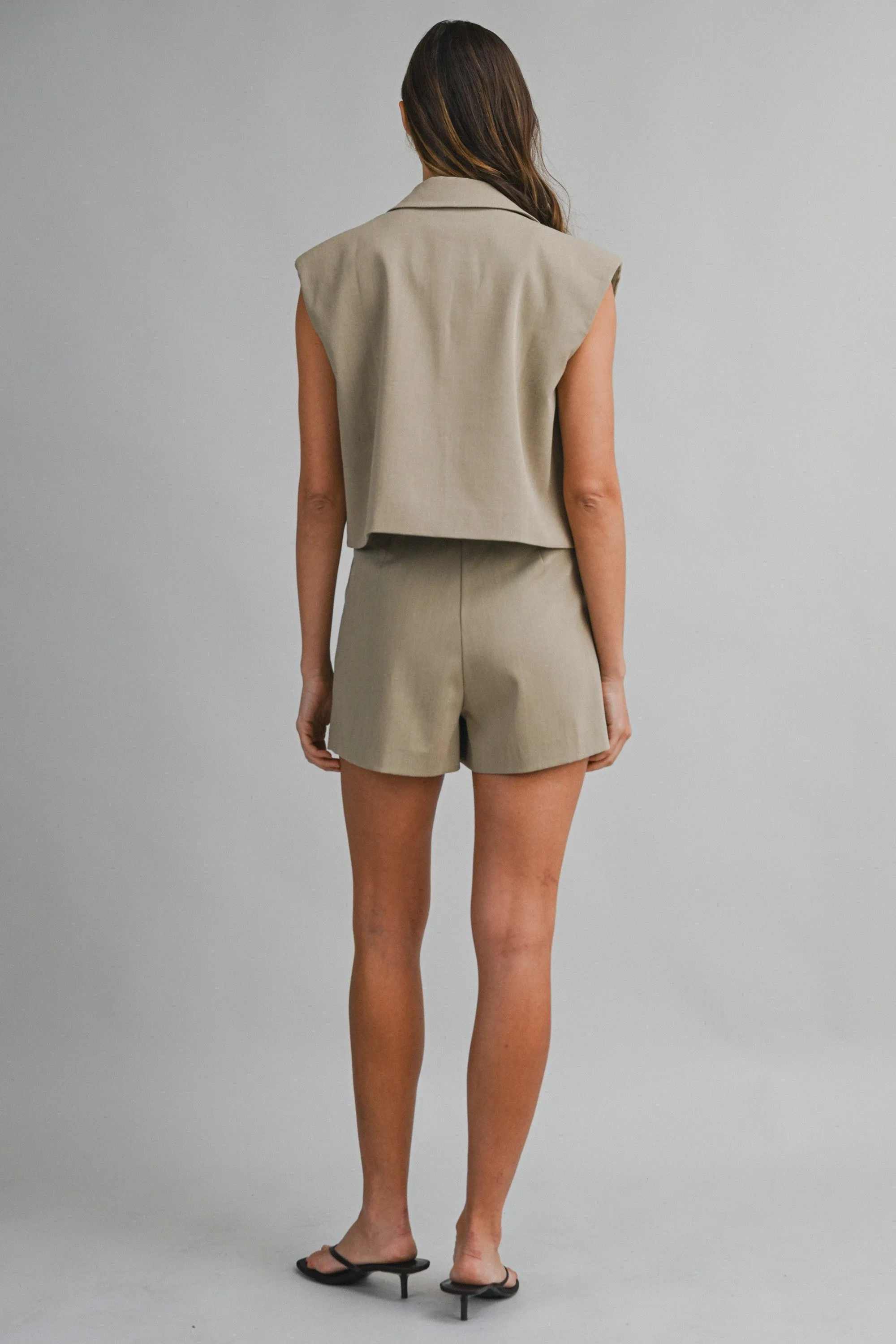 Chic Sleeveless Blazer Vest with Pleated Shorts Set sold by Evercado product image thumbnail 3