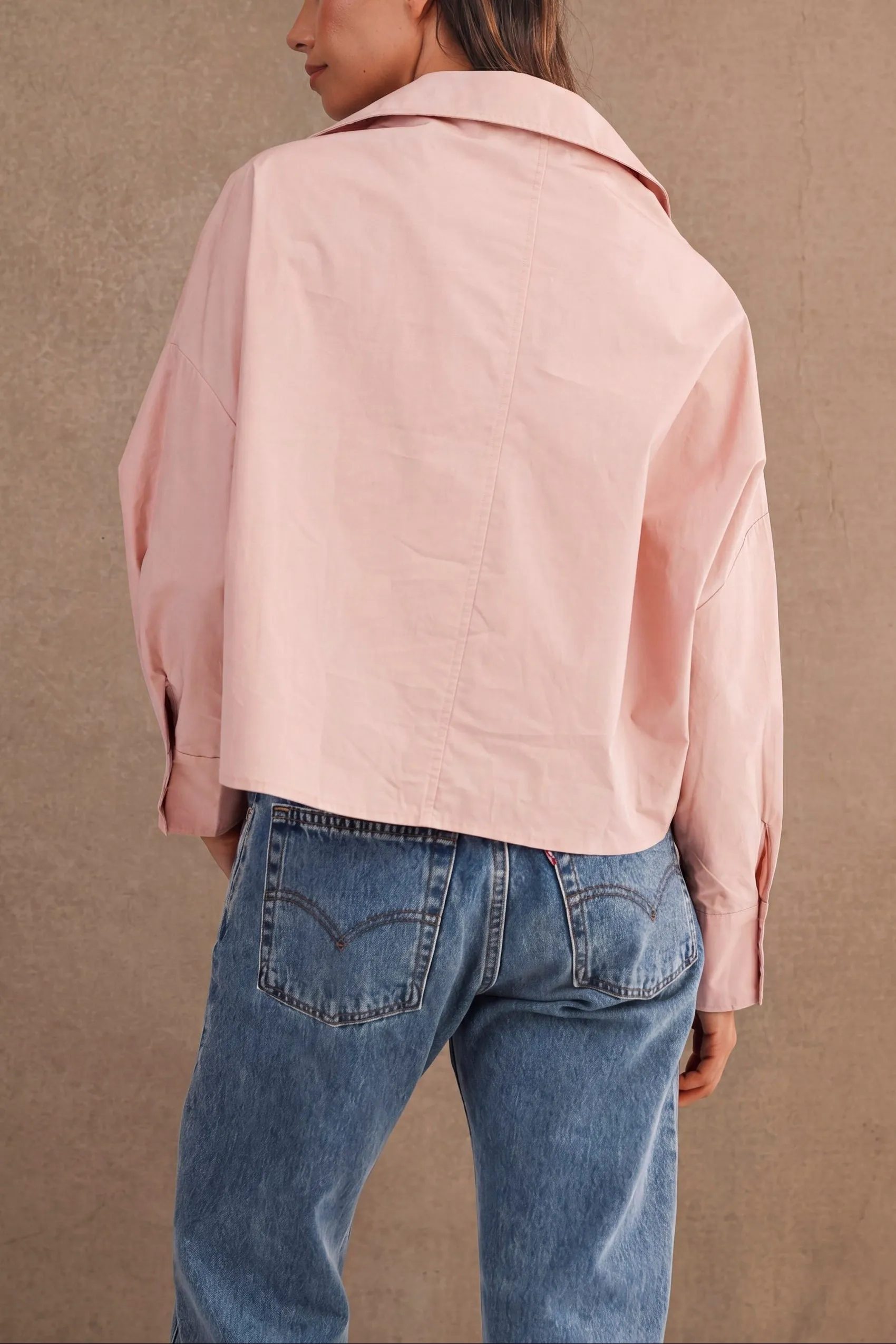 Oversized Twist Front Cotton Button-Down Shirt sold by Evercado product image thumbnail 5