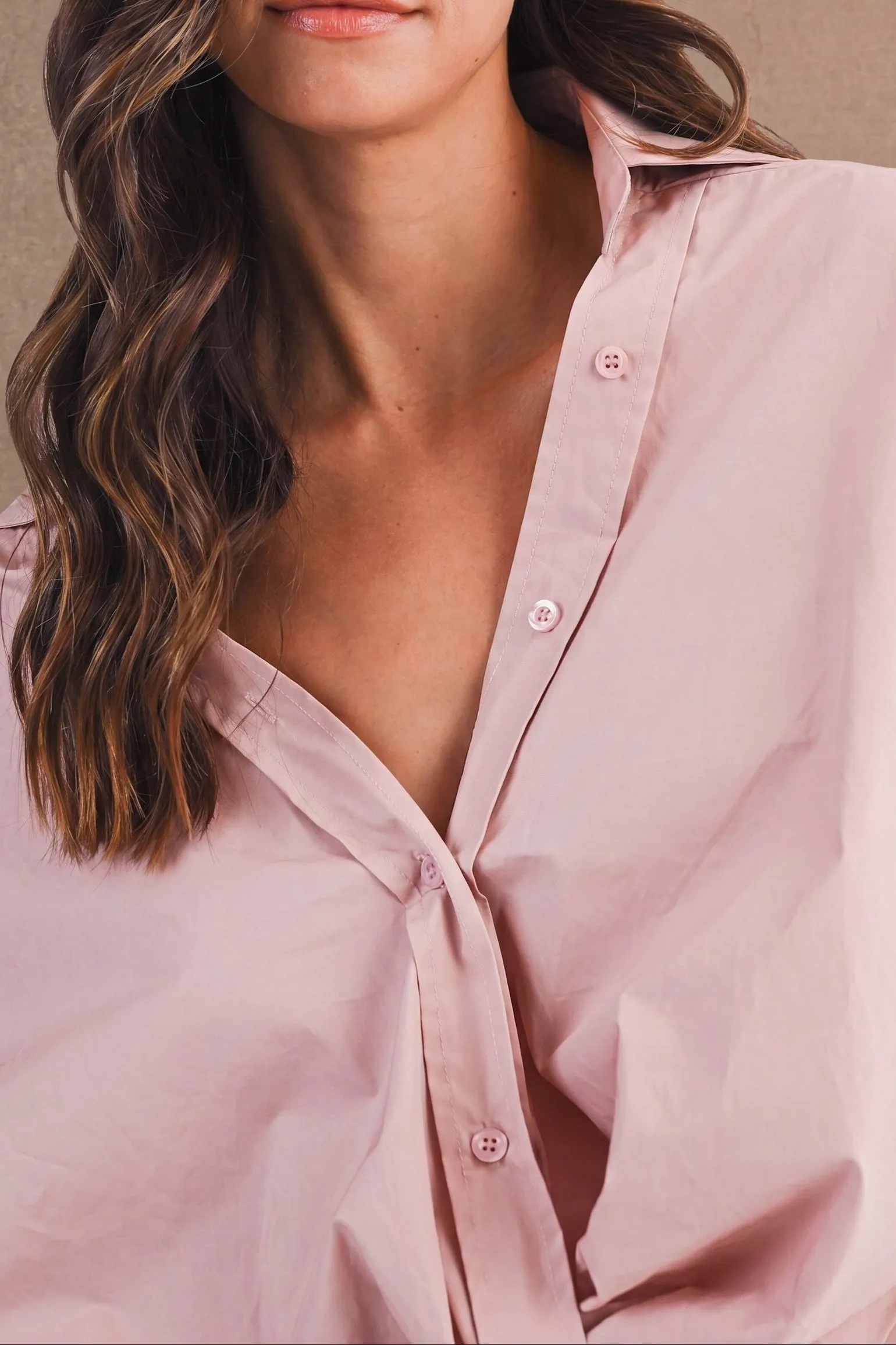 Oversized Twist Front Cotton Button-Down Shirt sold by Evercado product image thumbnail 4