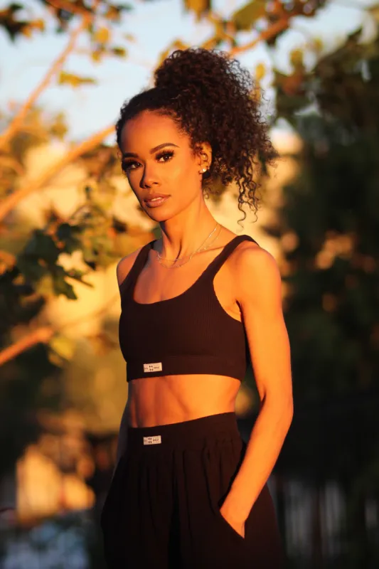 So Cozy Ribbed Sports Bra-Black sold by SUNNSWEAT