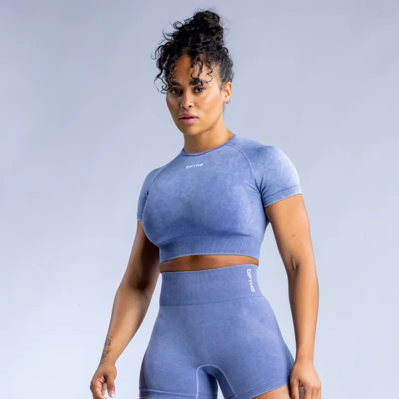 Valkyrie Acid Wash Crop Top sold by Dfyne