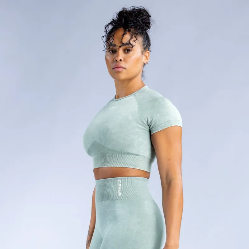 Valkyrie Acid Wash Crop Top sold by Dfyne