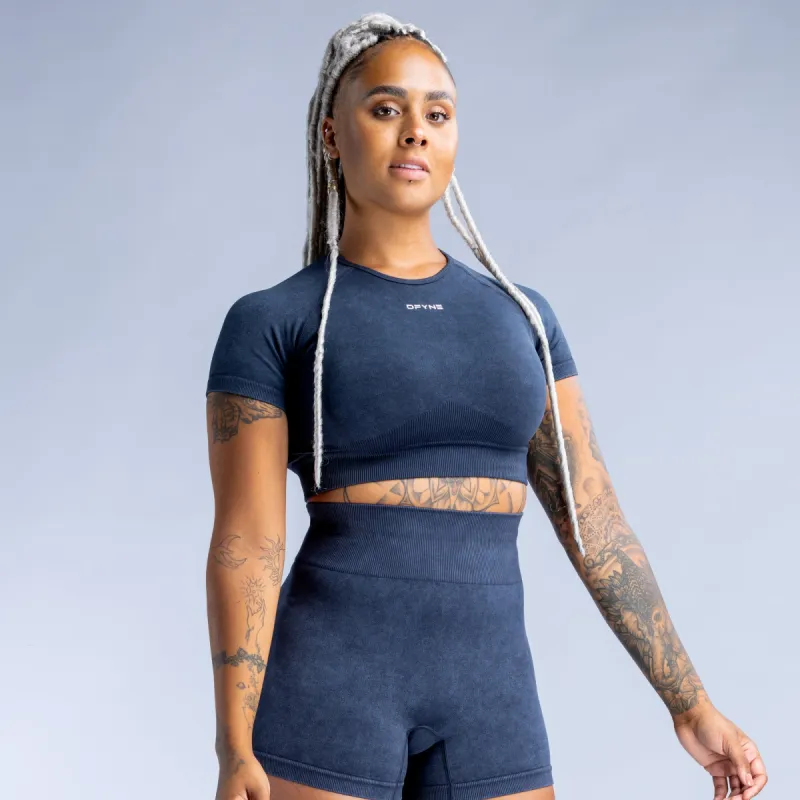 Valkyrie Acid Wash Crop Top sold by Dfyne