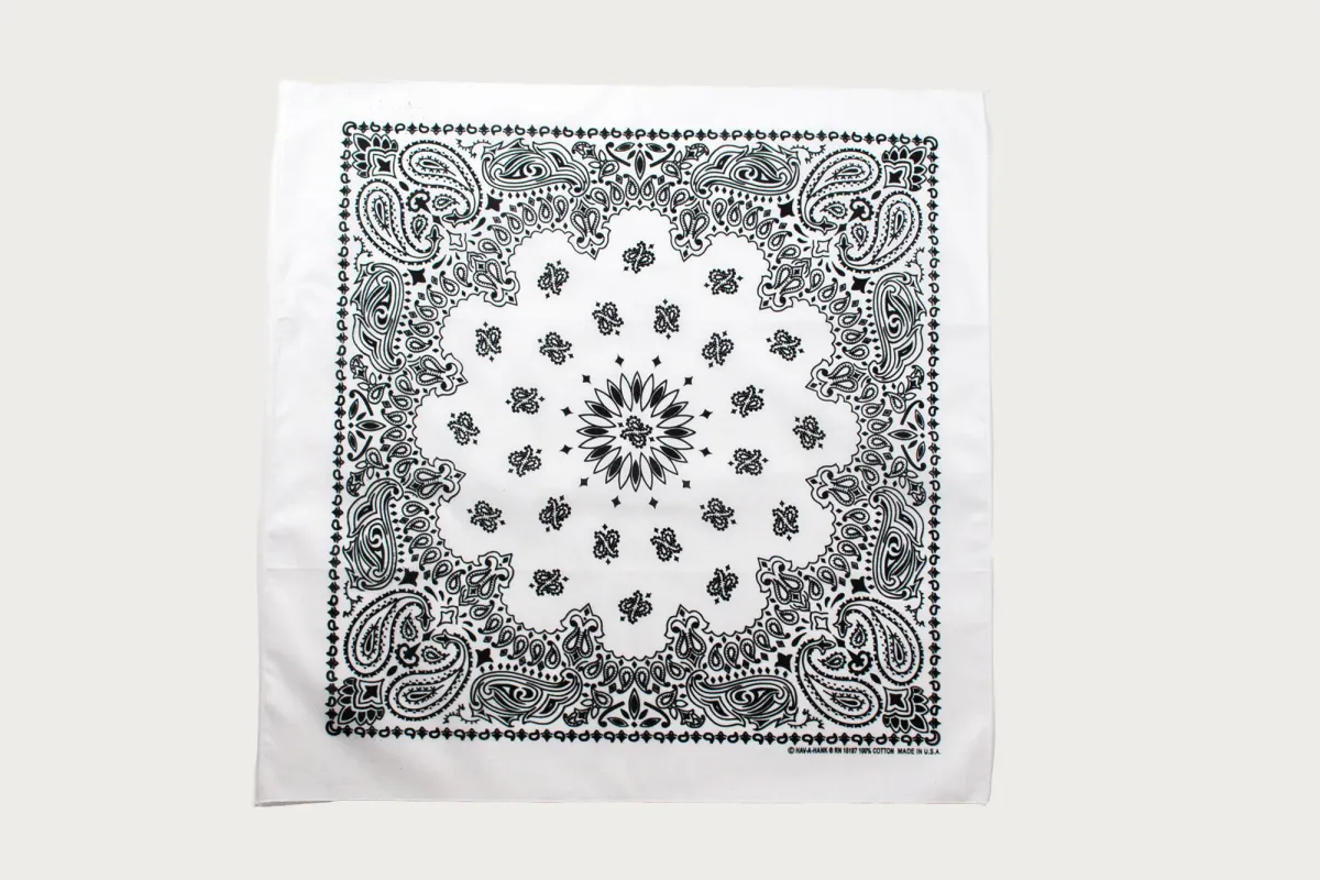 Hav-A-Hank Paisley Bandana - White sold by Heddels Shop