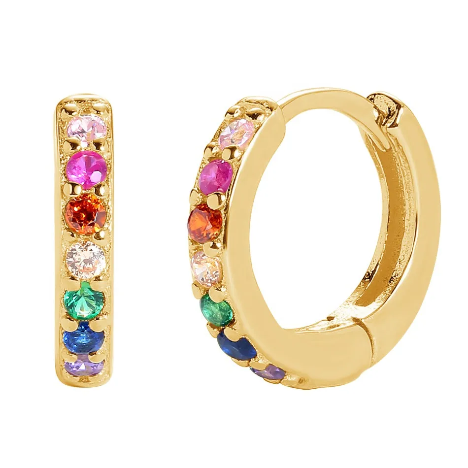 Rainbow CZ Huggie Hoops 10mm sold by KEMMI collection