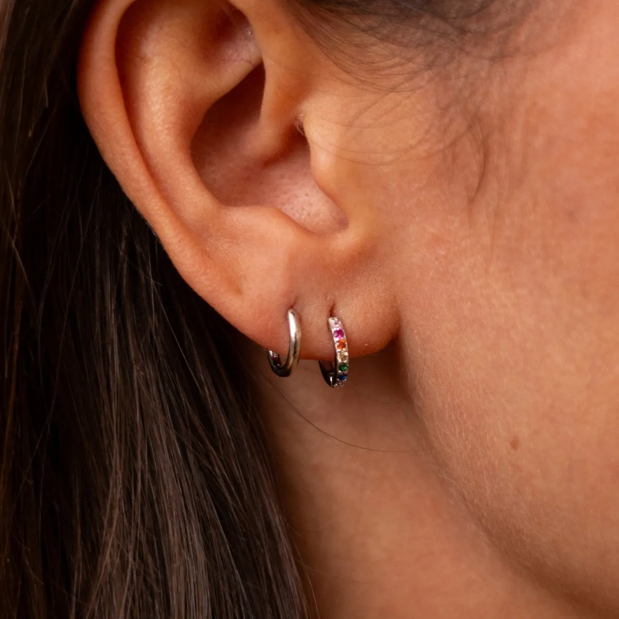 Rainbow CZ Huggie Hoops 10mm sold by KEMMI collection product image thumbnail 3