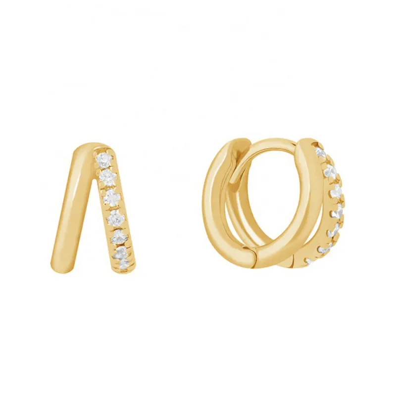 Double Hoops Pave CZ 10mm made by KEMMI collection
