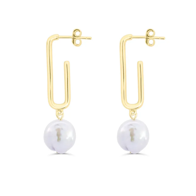 Dove Pearl Stud Hoop Earrings made by KEMMI collection