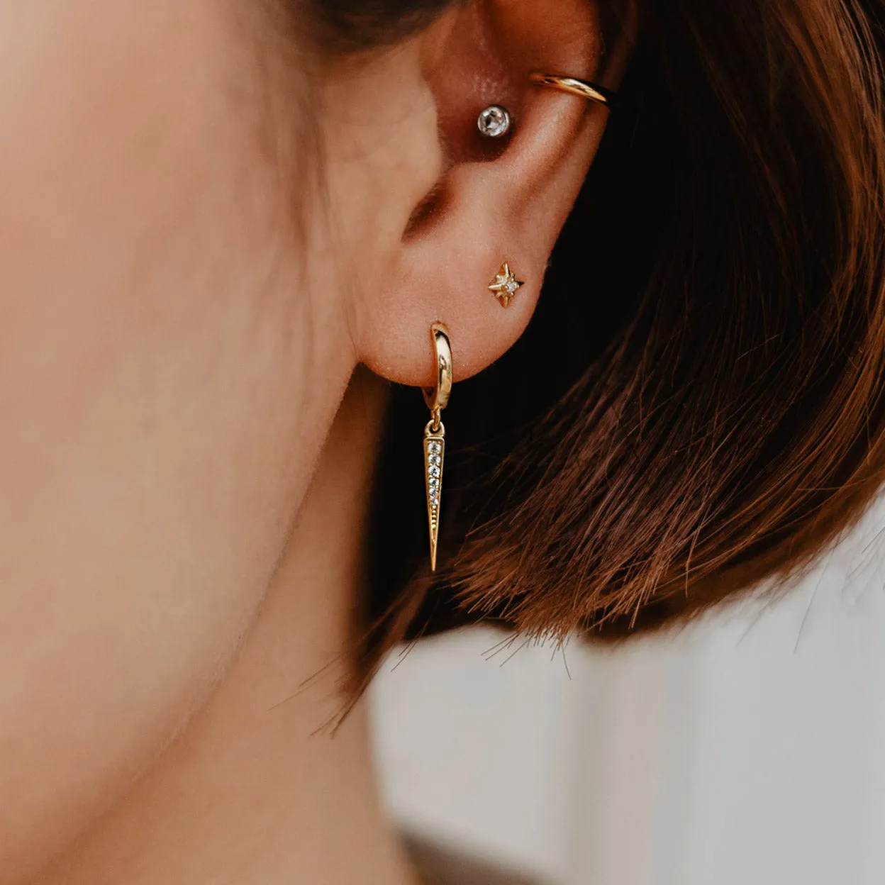 Spike CZ Hoop Earrings sold by KEMMI collection