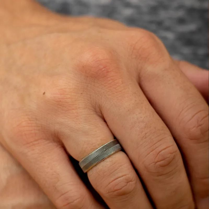 Men's Silver Chevron Ring made by KEMMI collection