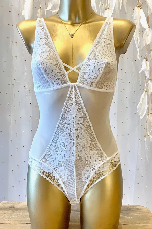 Lingerie Eve White Bodysuit made by KEMMI collection