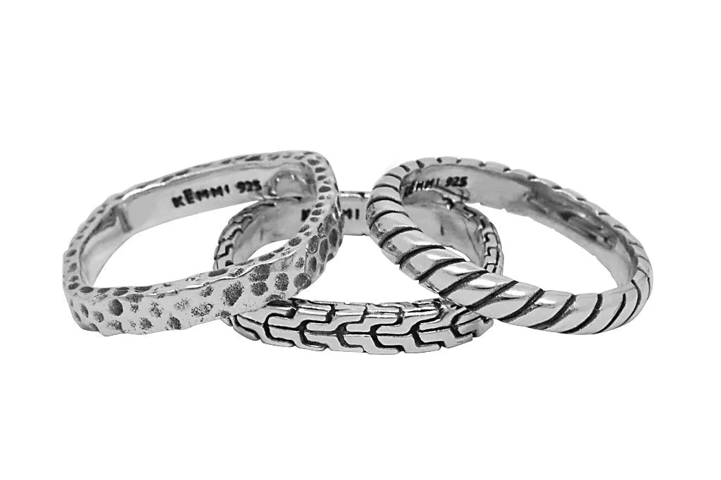 Men's Silver 3 Stackable Set Rings sold by KEMMI collection