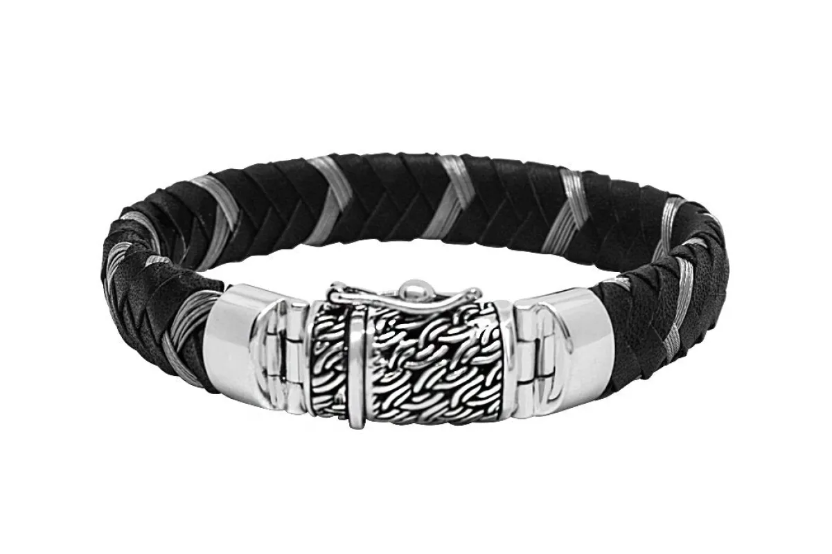 Men's Silver And Nylon Bracelet made by KEMMI collection