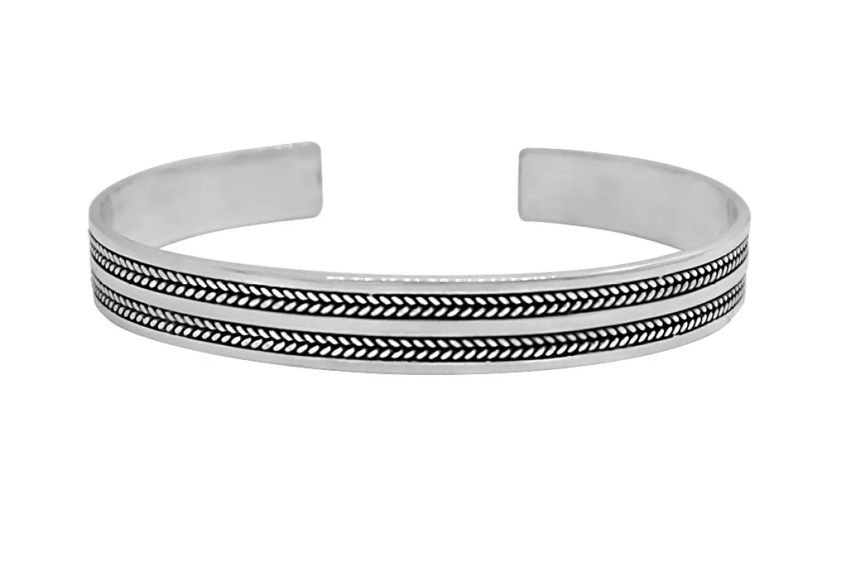 Men's Silver Double Grain Cuff made by KEMMI collection