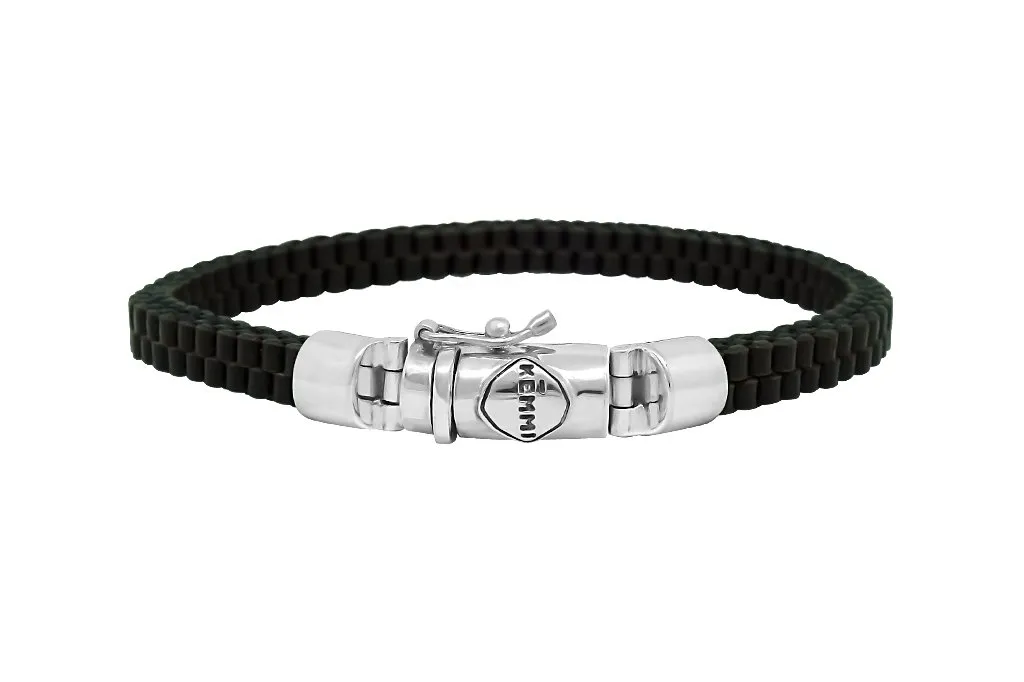 Men's Black Leather Small Square Bracelet sold by KEMMI collection