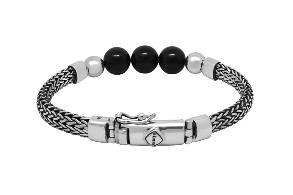 Snake Chain Onyx Bead Bracelet made by KEMMI collection