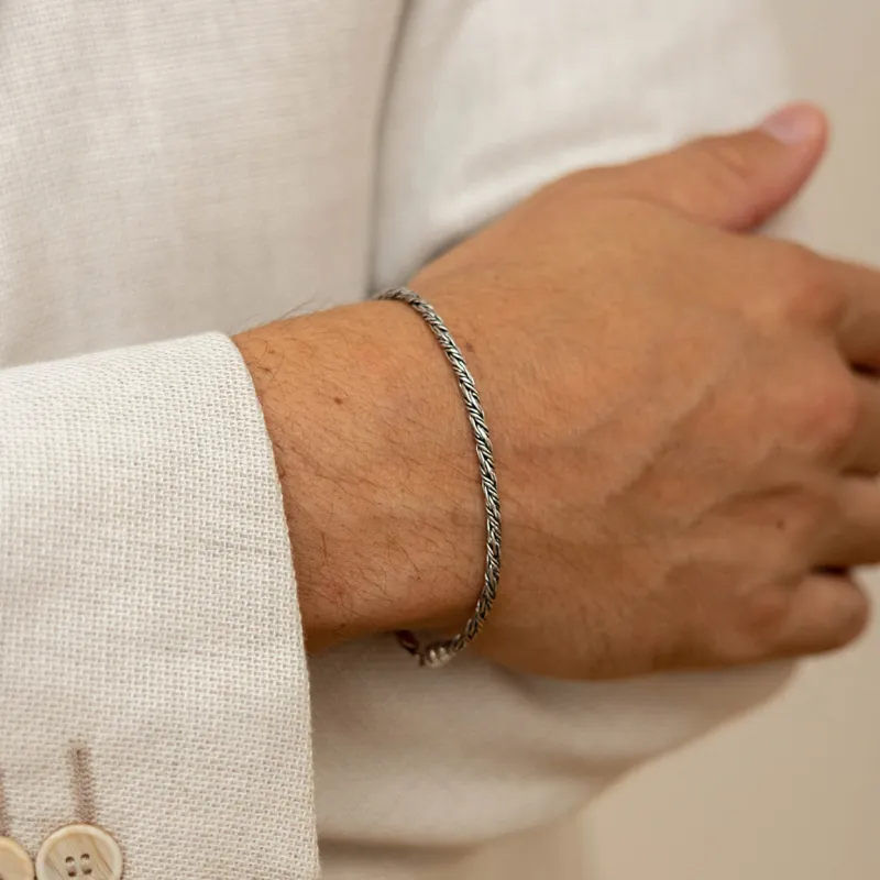 Men's Silver Mini Twist Bracelet made by KEMMI collection