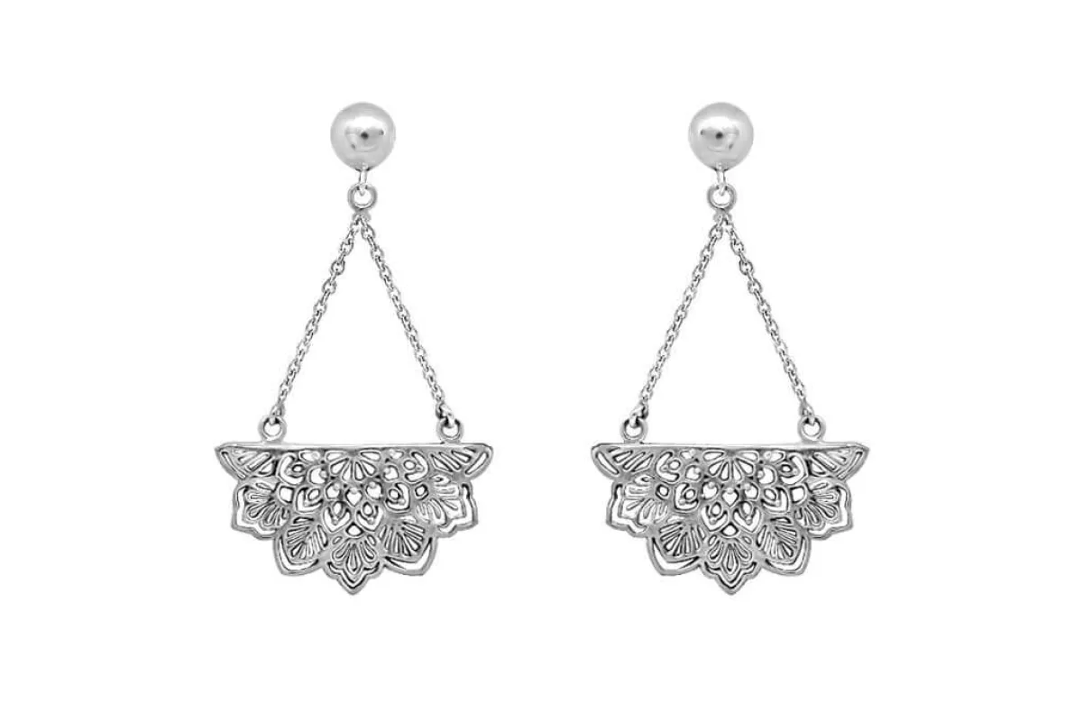 Silver Lotus Mandala Earrings made by KEMMI collection