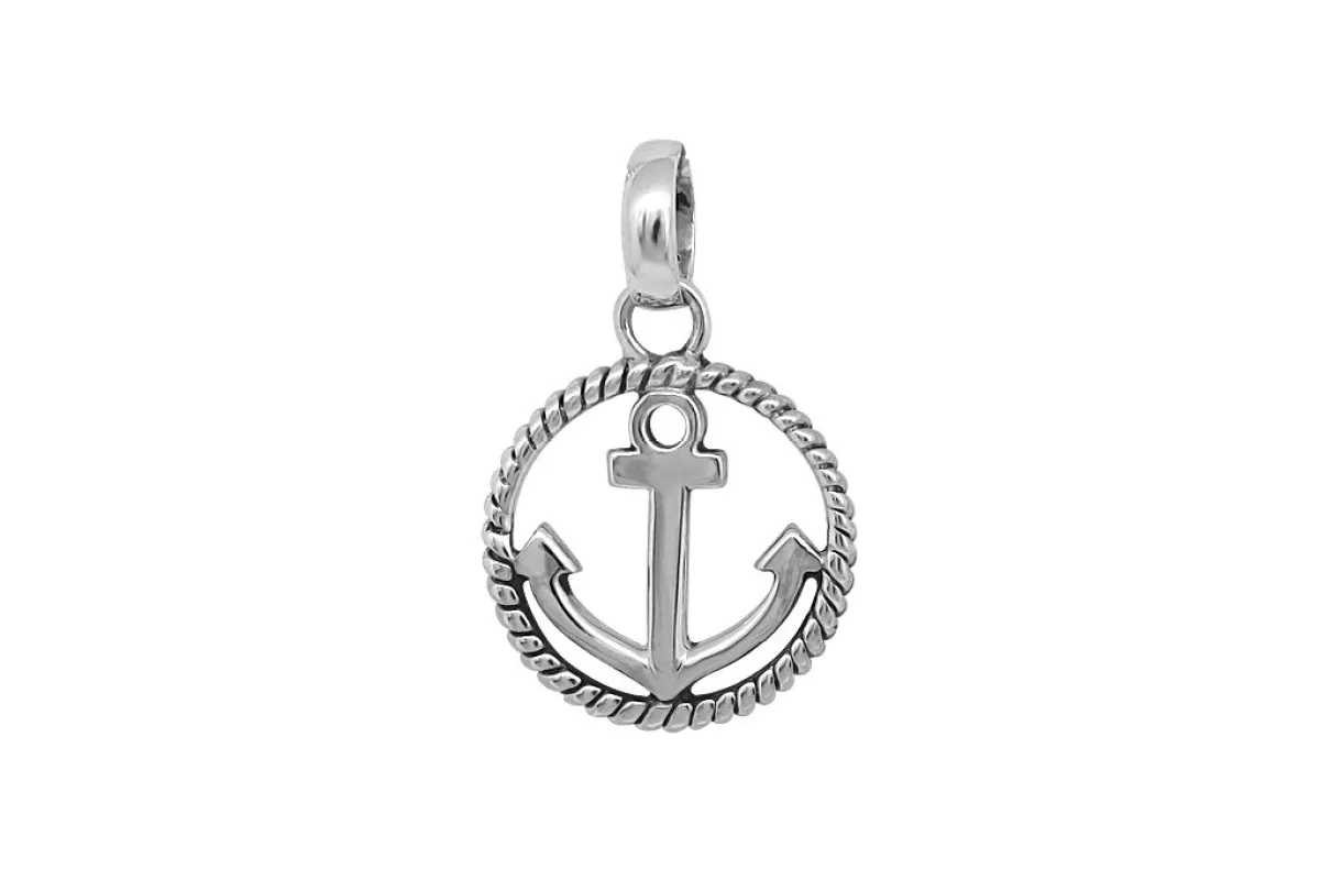 Men's Silver Circle Anchor Pendant made by KEMMI collection