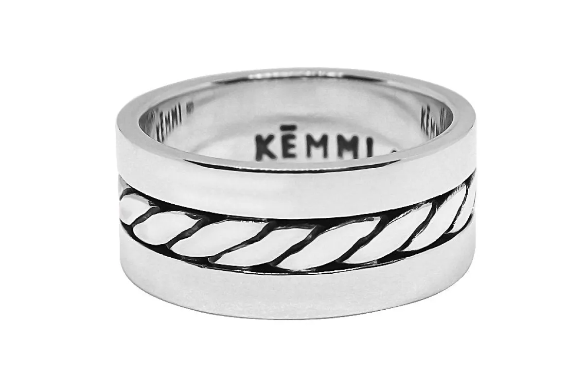 Men's Silver Rope Ring made by KEMMI collection