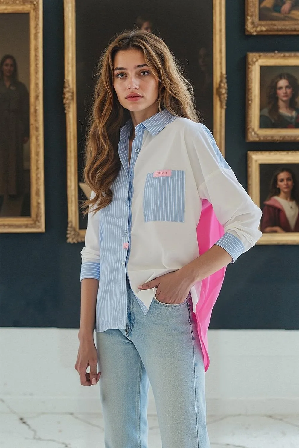 Koszula z łączonych tkanin Fresh Attitude sold by Naoko