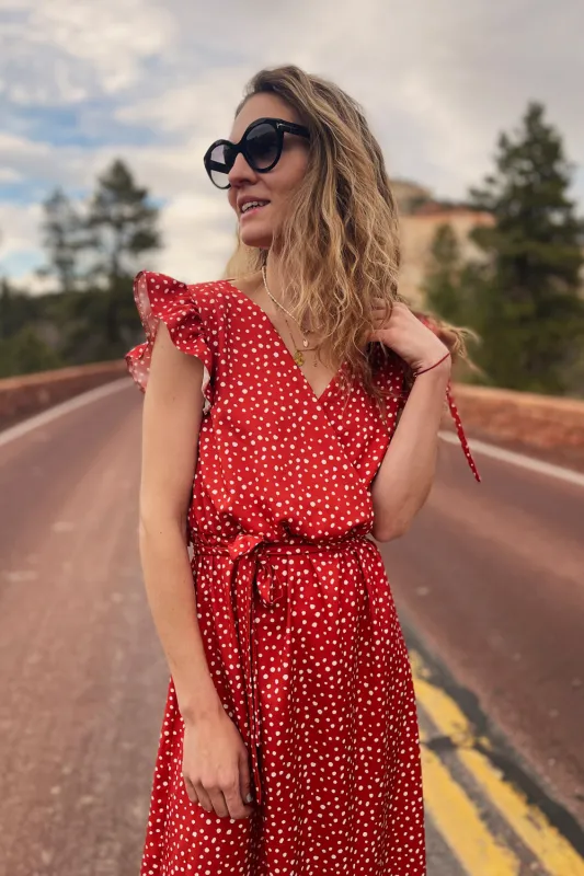 Sukienka midi z falbanką Desert Flower made by Naoko