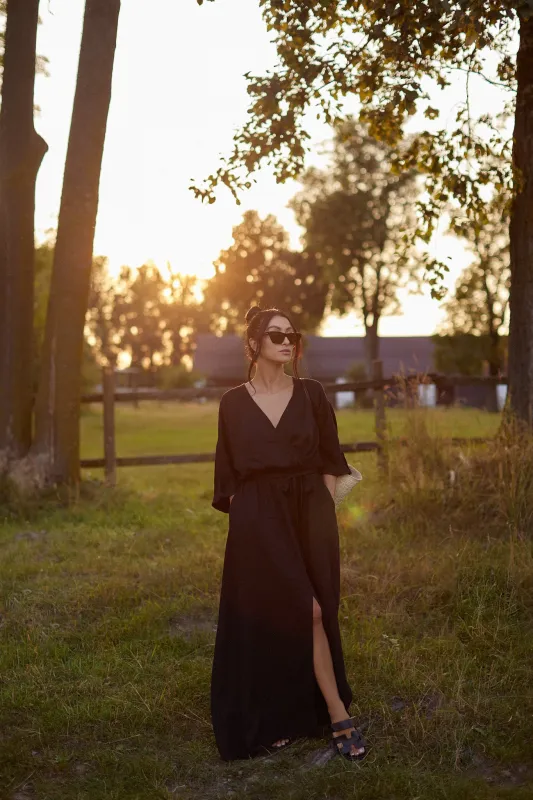 Długa sukienka z wiązaniem Sicily sold by Naoko