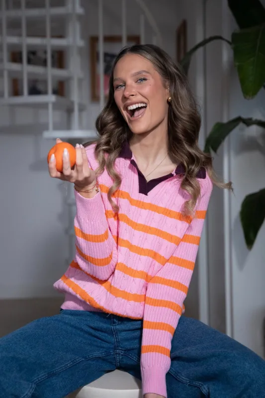 Sweter polo Pink Cloud made by Naoko