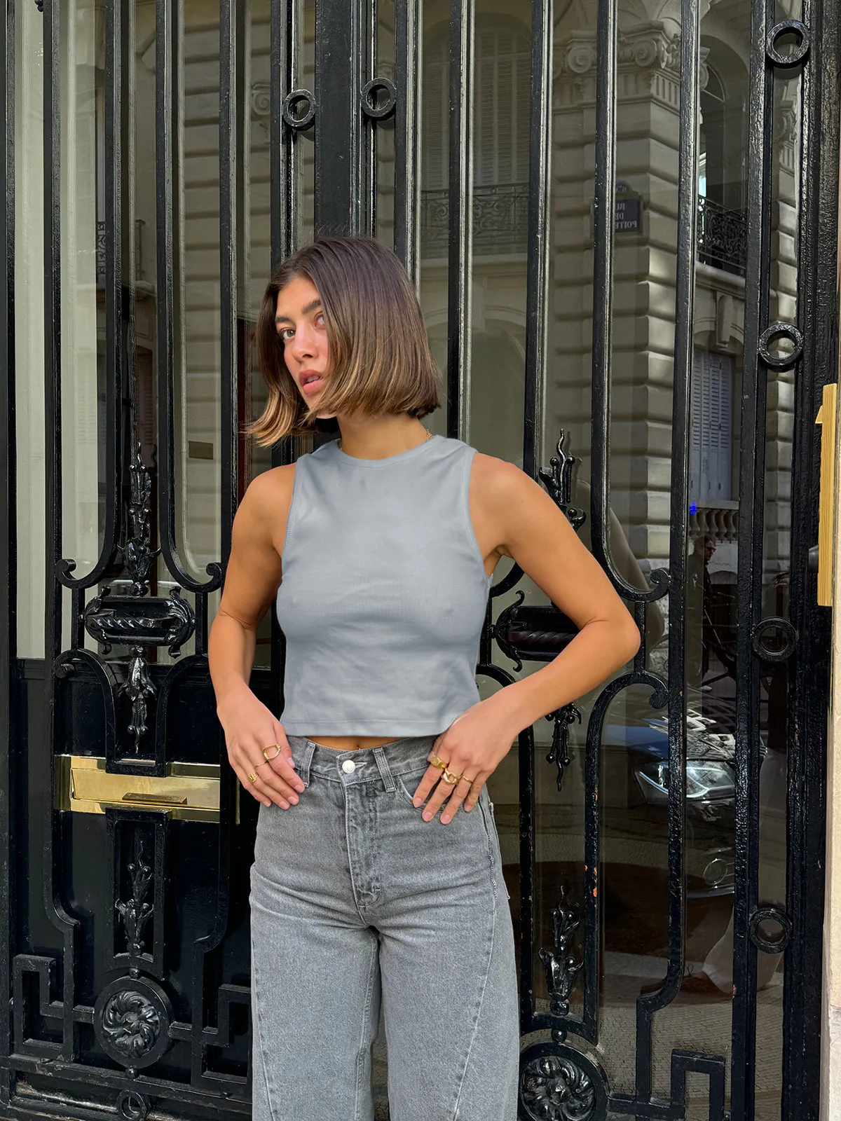 TOP NA RAMIĄCZKACH FRANCIS SZARY sold by The Odder Side product image thumbnail 5