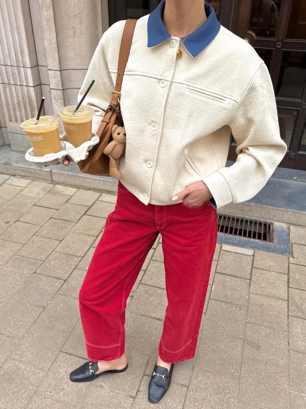 SPODNIE JEANSOWE F1 CZERWONE sold by The Odder Side