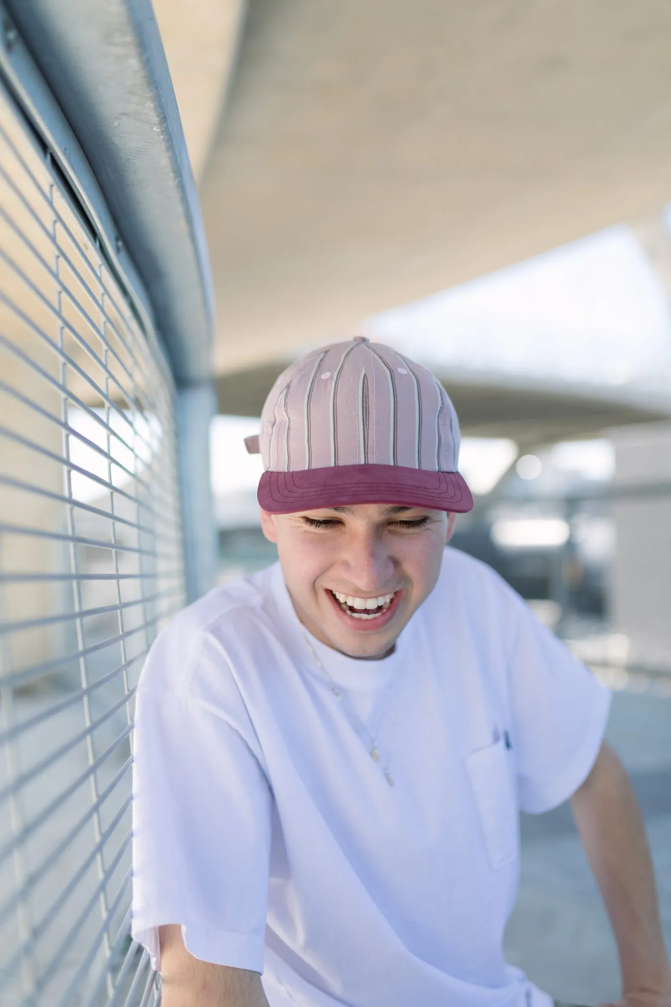 Baseball Stripe /Tencel™ Visor 6 Panel Cap Rose/Burgundy sold by Lite Year product image thumbnail 2