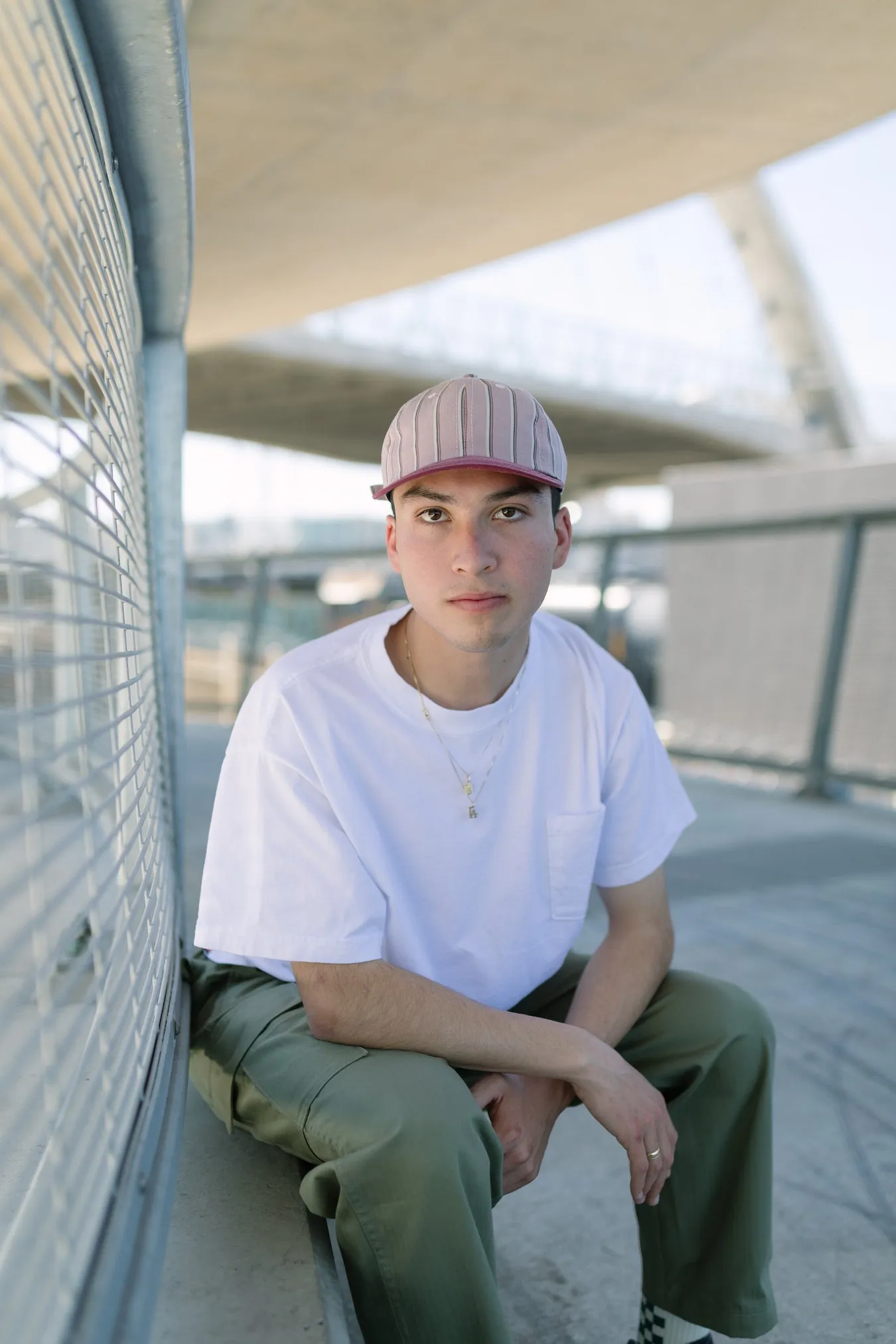 Baseball Stripe /Tencel™ Visor 6 Panel Cap Rose/Burgundy sold by Lite Year product image thumbnail 5