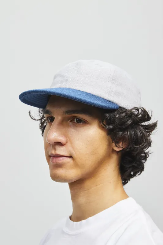 Wool Serge 6 Panel Cap - Heather Grey/Royal Blue sold by Lite Year