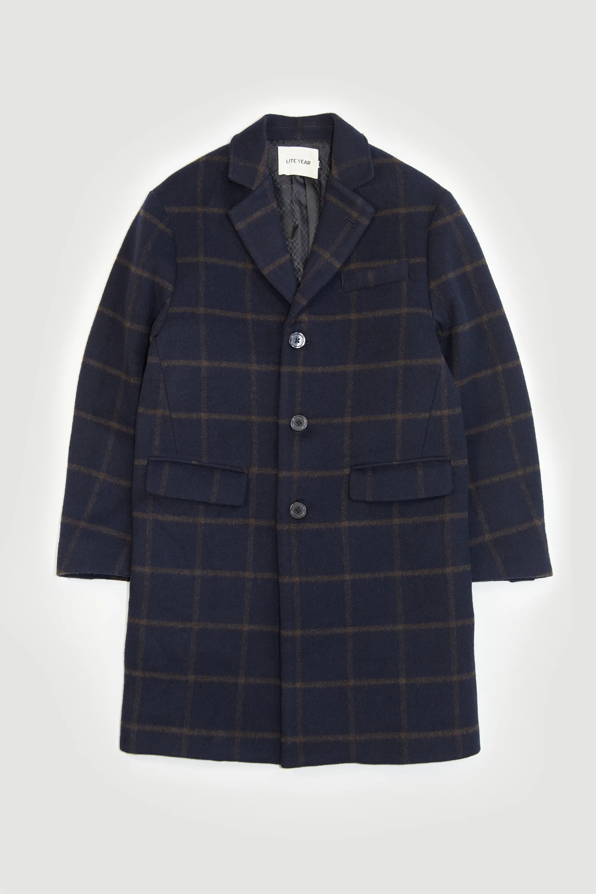 NY Overcoat - Navy & Brown Windowpane sold by Lite Year