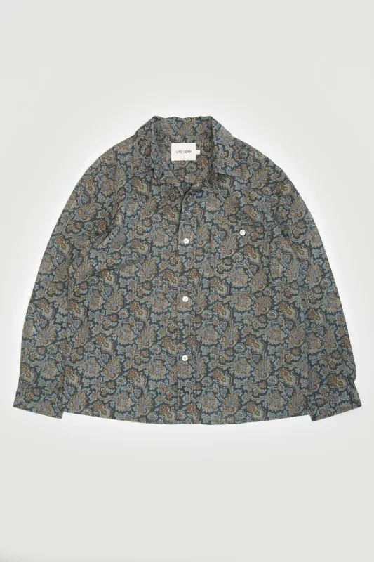 Relaxed Button Up Shirt - Olive Paisley sold by Lite Year