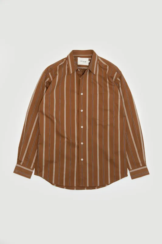 Classic Long Sleeve Pocket Shirt - Mocha Stripe sold by Lite Year