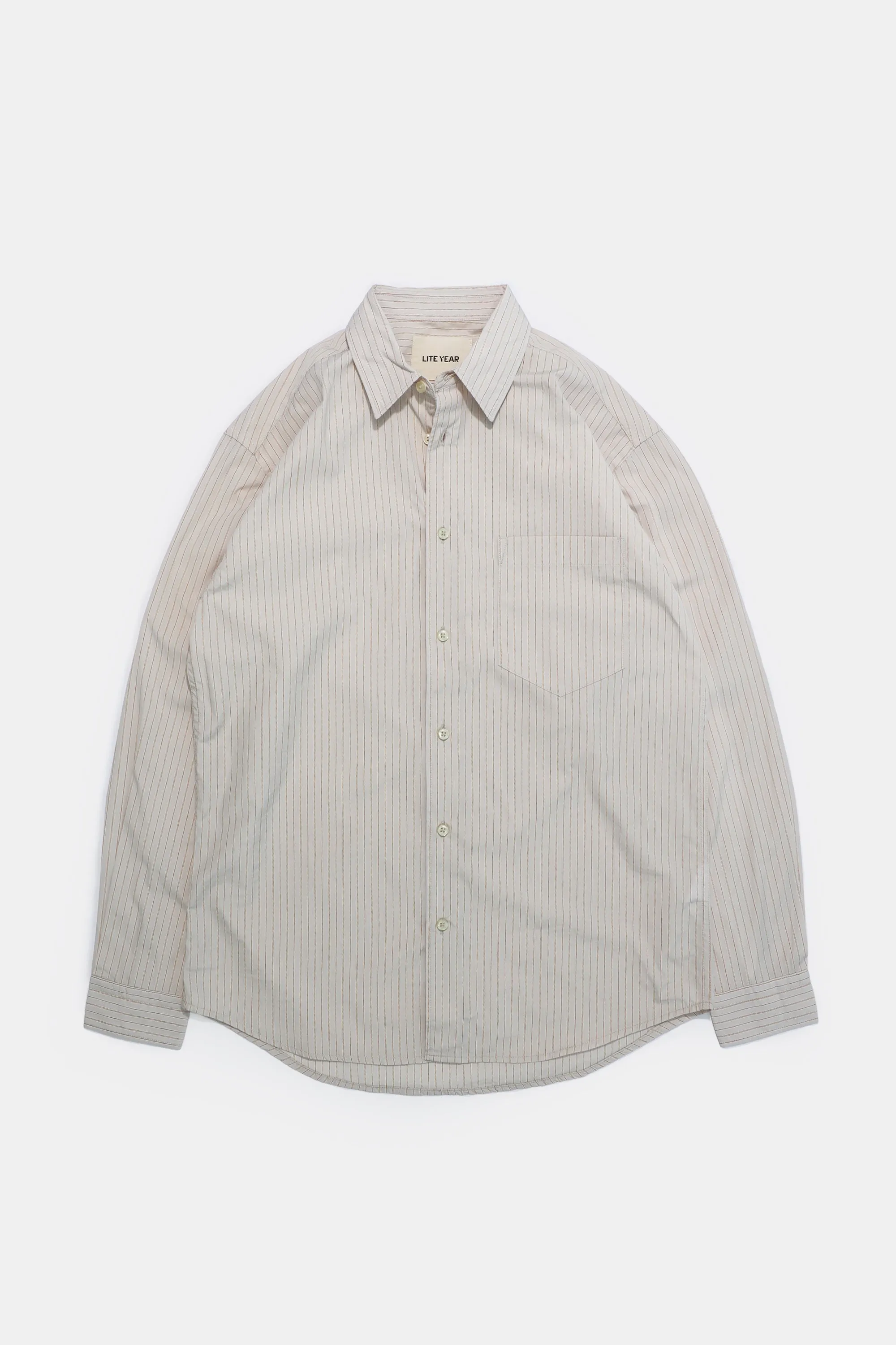 Long Sleeve Pocket Shirt - Creme / Khaki Stripe sold by Lite Year