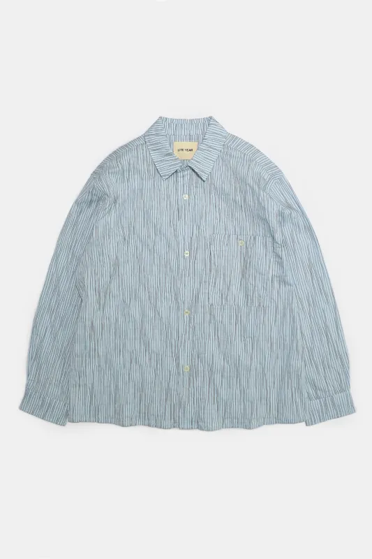 Relaxed Long Sleeve Shirt - Light Blue Wrinkle Stripe sold by Lite Year