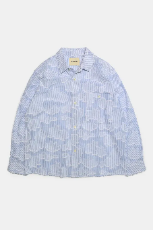 Relaxed Long Sleeve Shirt - Blue White Floral Stripe sold by Lite Year