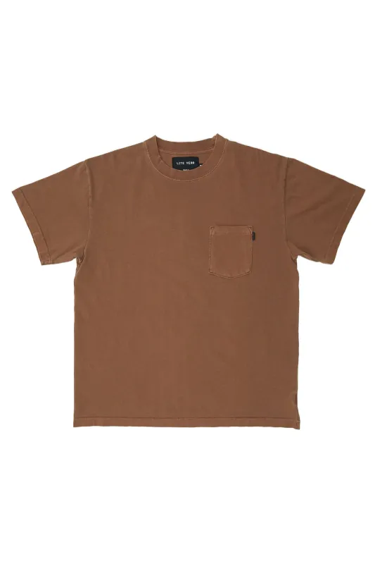 Short Sleeve Pocket Tee - Washed Coffee made by Lite Year