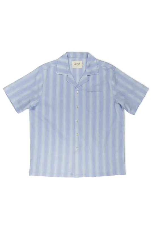 Italian short sleeve camp collar - Blue stripe made by Lite Year