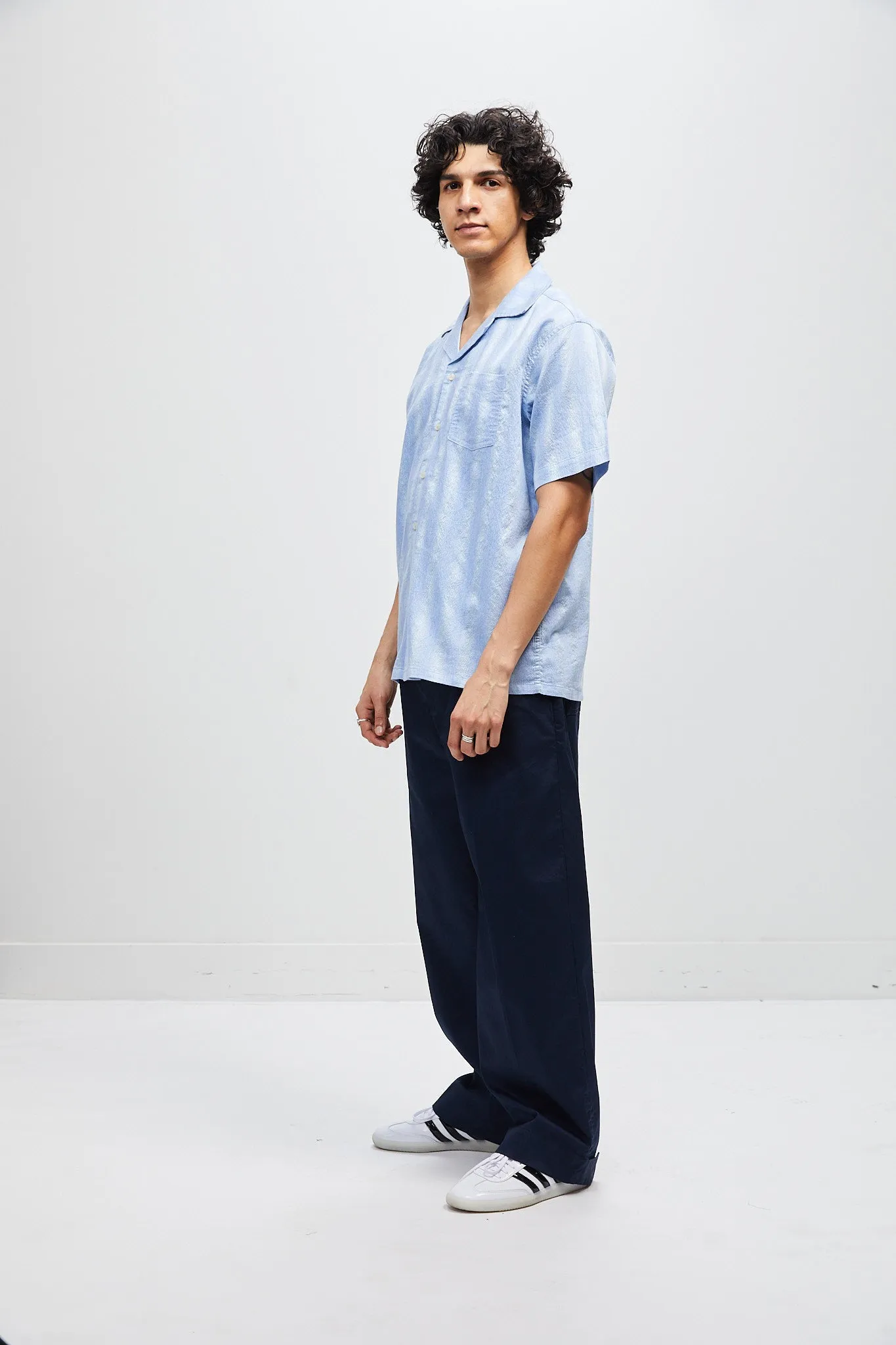 Italian short sleeve camp collar - Blue stripe sold by Lite Year product image thumbnail 4